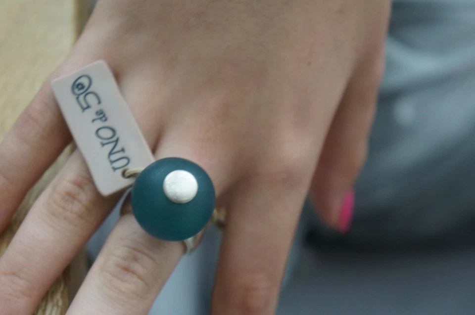 NUEVO UNO de 50 Bola de Cristal de Murano Azul OJO DEL GUADIANA Anillo de Plata 7.25 7.5 M L Foto 3 de 4