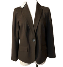Chicos Suit Jacket Blazer 1 Medium Stretch Ponte Brown NEW NWT 129 Washable