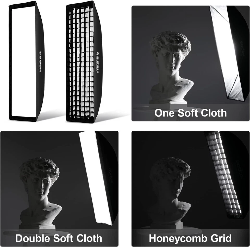 US 2x Godox 35x160cm Honeycomb Grid Softbox Bowens Mount fr Wedding Studio Photo - Image 2 of 4