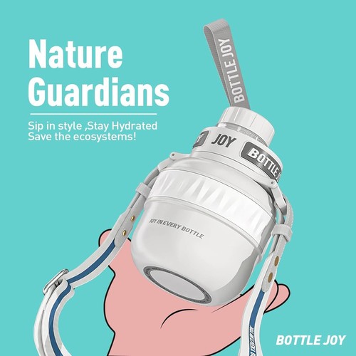 BOTTIGLIA JOY Borraccia per Bambini in Acciaio Inox 16oz Doppio Isolamento con Cinghia - Foto 5 di 7