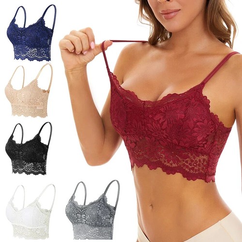 New Women Lace Bras Top Comfortable Bralette Solid Color Sexy Underwear Vest