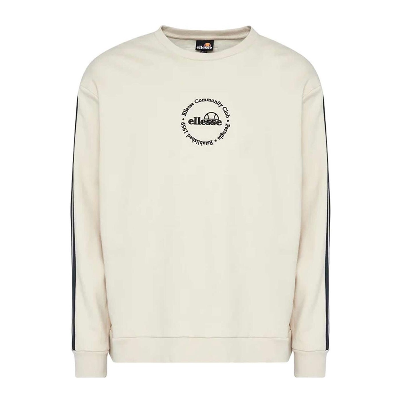 Ellesse Mens Salzburg Sweatshirt Gray Morn Beige Retro 80s Medium
