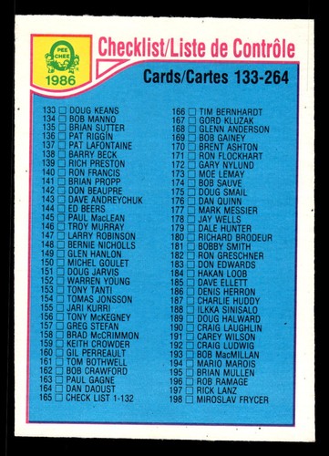 Checklist 133-264 #256 1985 O-Pee-Chee card
