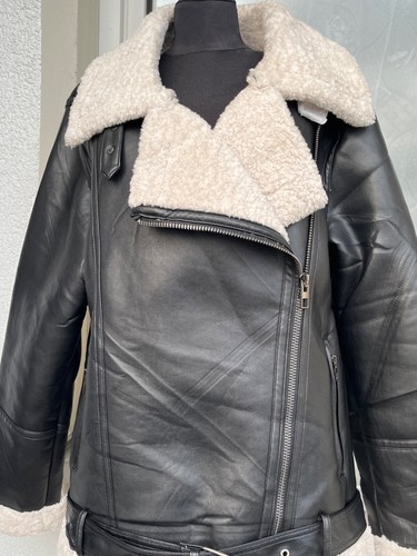Damen Lederjacke Lammfelljacke Aviator Fliegerjacke Bomber gefuttert - Bild 4 von 9