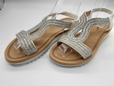 modisch flippige Sandale in Glitzeroptik Glitzer, Gr: 36, 37, NEU