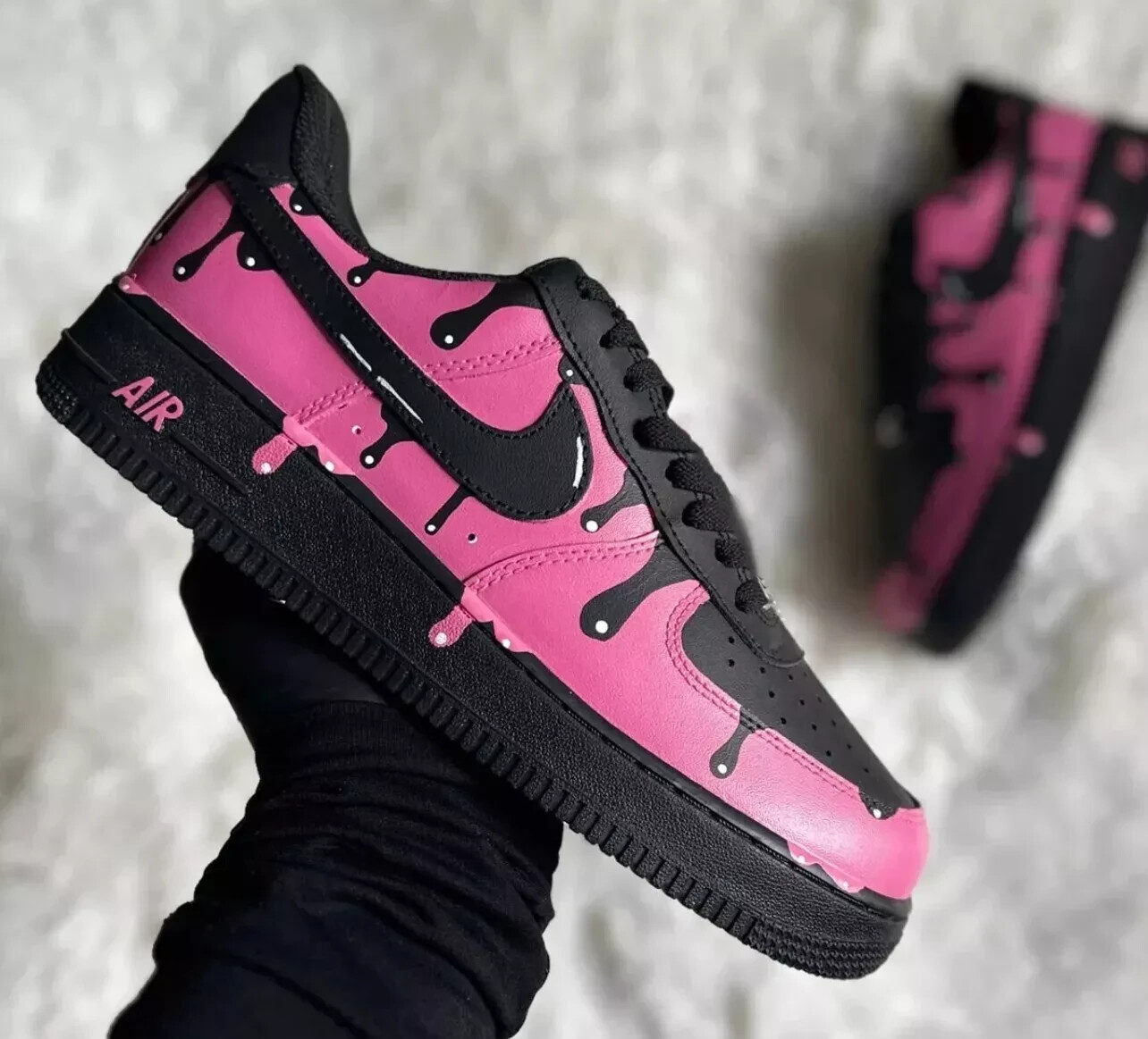 ALTRA Scarpe da donna personalizzate Air Force 1 rosa e nero a goccia taglia 8 5 utente ebay: tifsudd_0