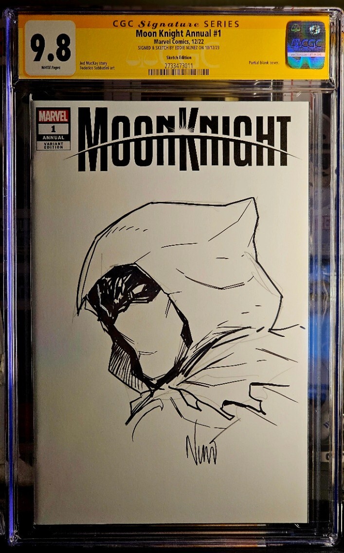 アメコミリーフ Moon Knight #1 CGC 9.8 Virgin MOON KNIGHT ANNUAL #1 Unknown 616 Blank Sketch By Eddie