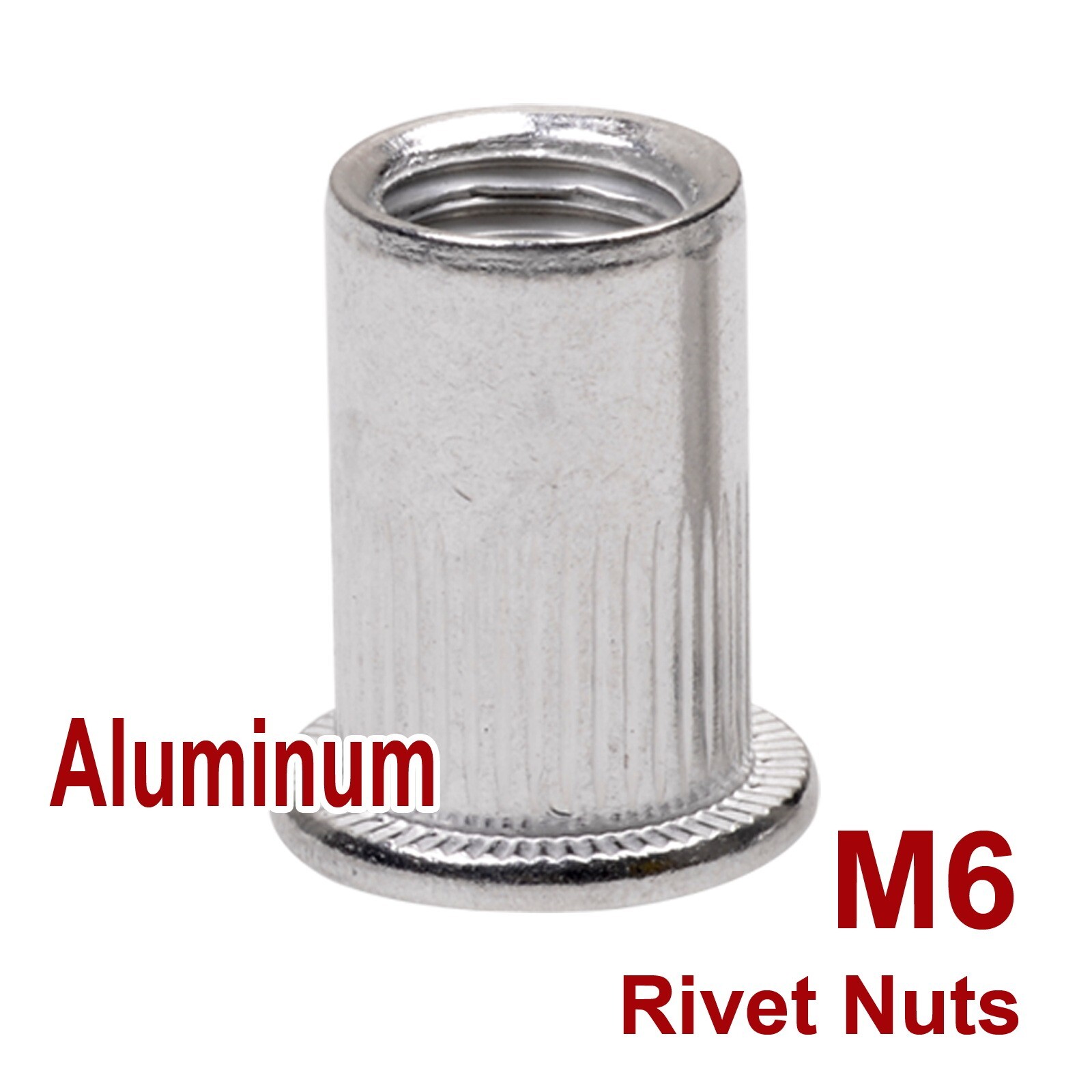 M6 Rivet Nuts Threaded Insert Nutsert Flat Head Rivnuts Aluminium ...
