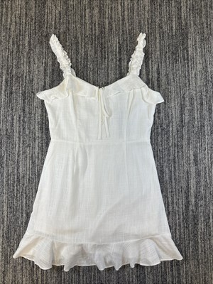 Lulus Dress Womens M White Linen Blend Ruffled Mini Dress Days Like This Lined