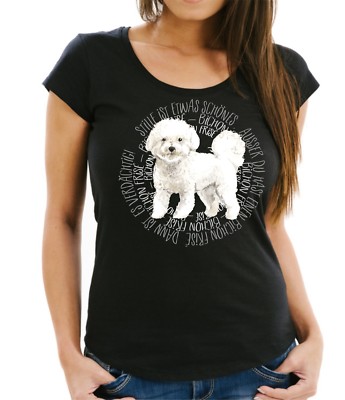 WOMEN T-Shirt CIRCLE BICHON FRISE Watercolor by Siviwonder