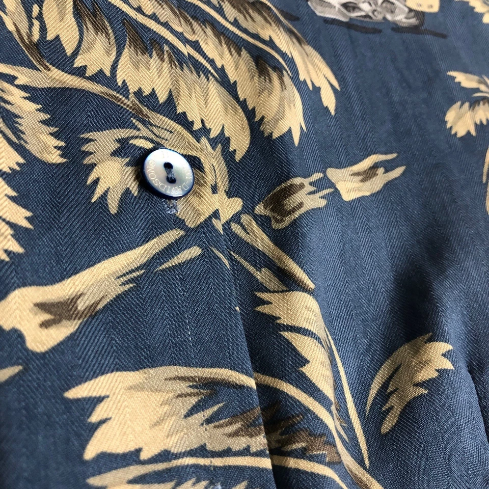 Top mujer Y2K Harley Davidson Tori Richards XS azul seda hawaiano estampado total Foto 4 de 4