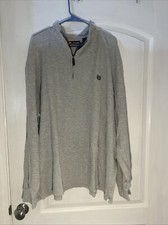 Chaps Pullover Mens 3XLT Gray Long Sleeve 1/4 Zip High Neck Athletic