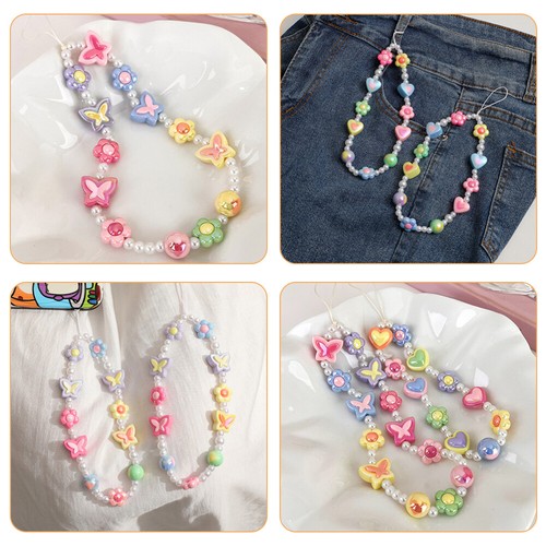 2 Pcs Mobile Phone Pendant Beaded Chain Girl Student Cute Strap Charm - 第 6/12 張圖片