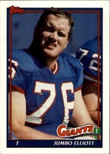 1991 TOPPS 😎 NFL Football Trading Card #13 - JUMBO ELLIOTT, New York Giants
