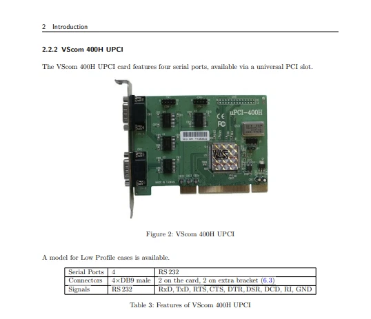 VScom 400H v3 Universal PCI 4x RS232 2x DB9 uPCI-400H Tarjeta UART Interfaz Serie Foto 3 de 4