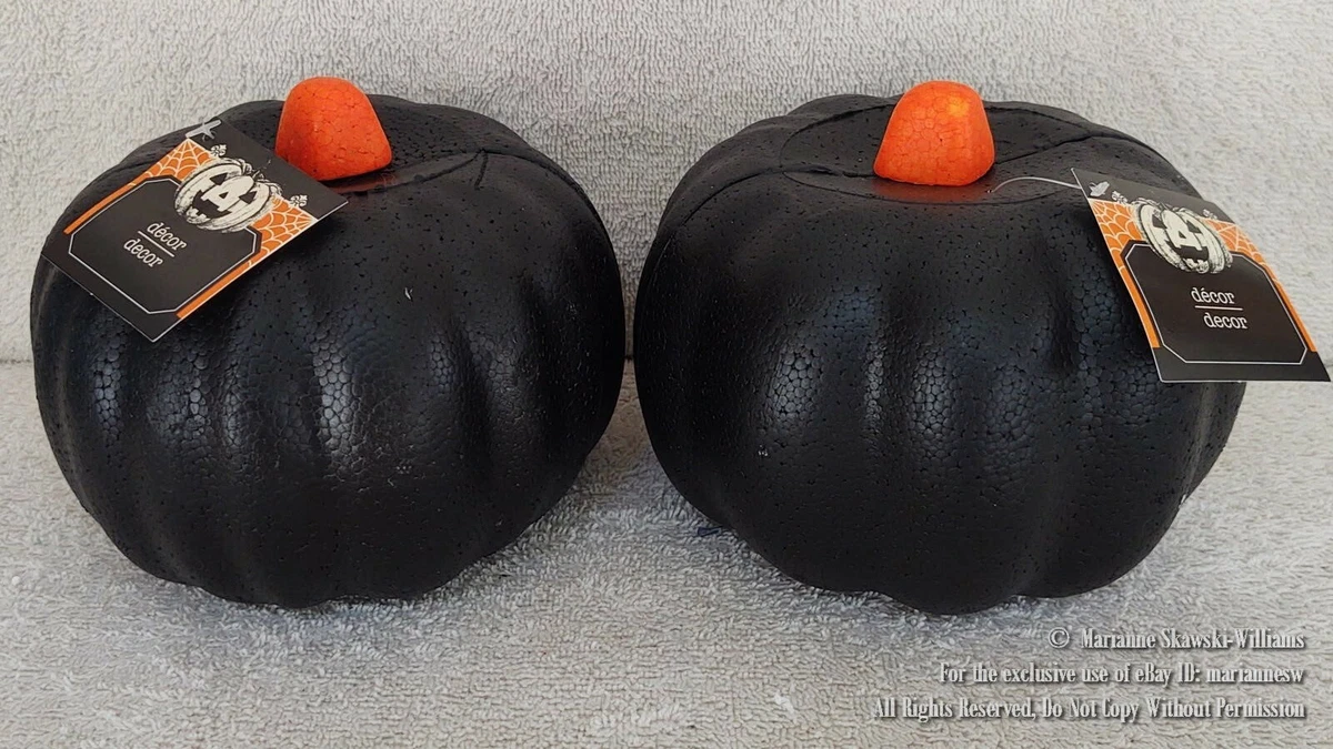 2 NEW FALL HARVEST HALLOWEEN DECOR FOAM BLACK w ORANGE STEM ...