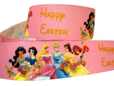 Happy Easter Magical Princesses 1'' Wide Repeat Ribbon Sold in Yards - USA SELLER