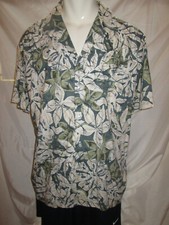 Hilo Hattie Men's Hawaiian Shirt Cotton/Rayon Large Green Made in USA