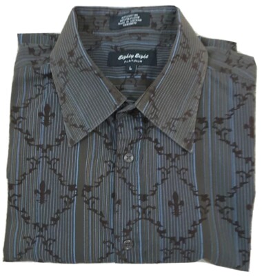 eighty eight dress shirts Eighty Eight Platinum~Men's Size L~Brown/Blue Button-Up Shirt Western