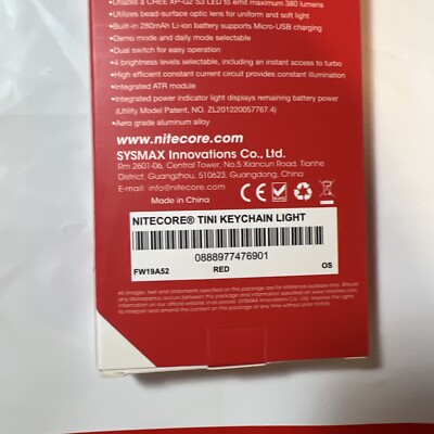 Supreme Nitecore Tini Keychain Light Red FW19 Brand New | eBay