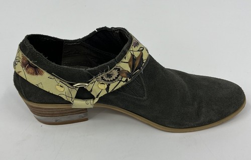 FarylRobin Booties Size 7 Django Lucite Grey Suede Ankle Boots Top Floral Casual - Picture 7 of 15