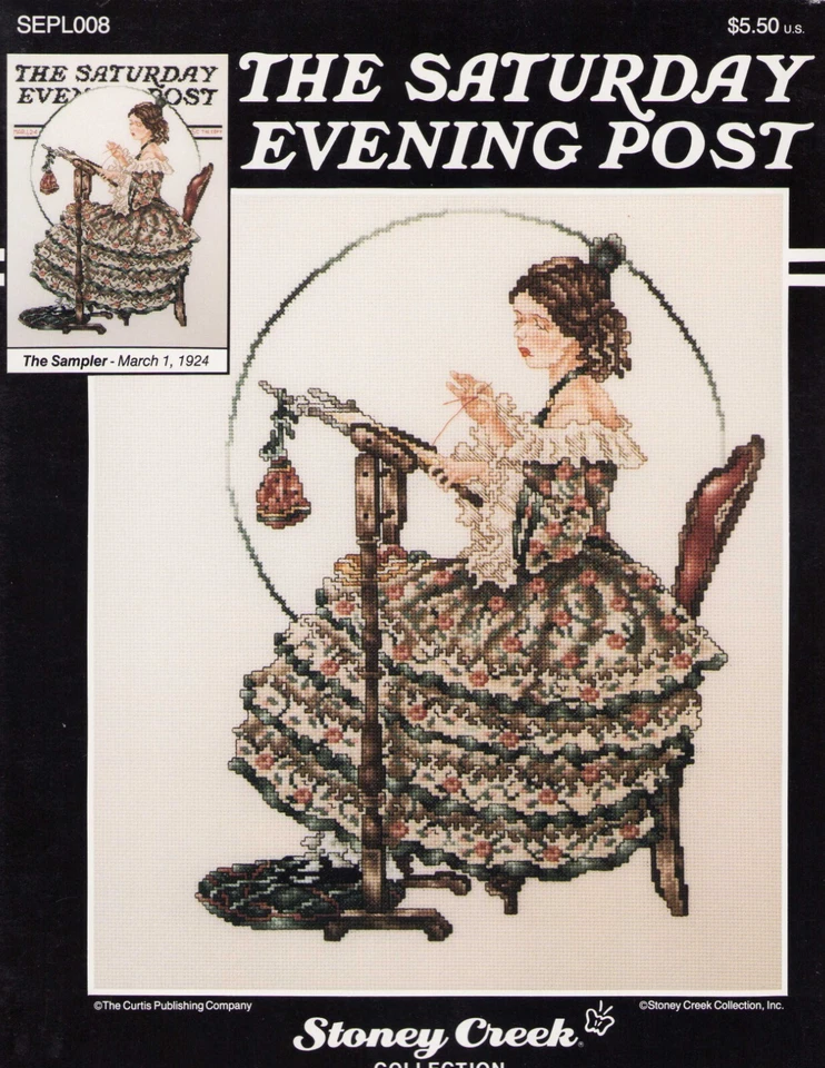 Vintage Norman Rockwell Saturday Evening Post 1924 The Sampler Cross Stitch OOP - Image 3 of 4