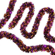 33FT Halloween Tinsel Garlands, 5pcs Black Purple Orange Glittering Hanging