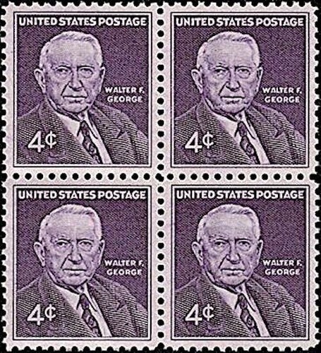 1960 SENATOR WALTER F GEORGE MNH Block of 4 x 4¢ STAMPS: #1170, Georgia Democrat
