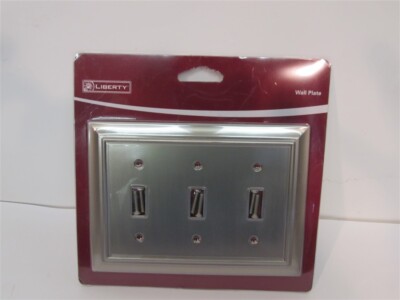 Liberty, W063ZMC-BSN-U, 3 Toggle Wall Plate Cover Brushed Satin Nickel