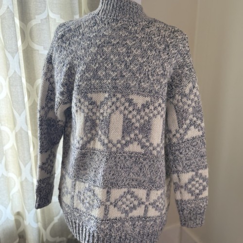 GAP Sweater Women Oversize XS Chunky Cable Knit Cardigan Blue White Snow NWTO - Picture 6 of 10