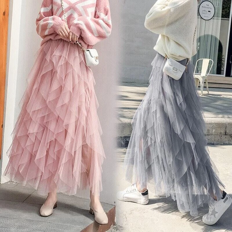 High waisted outlet pink tulle skirt
