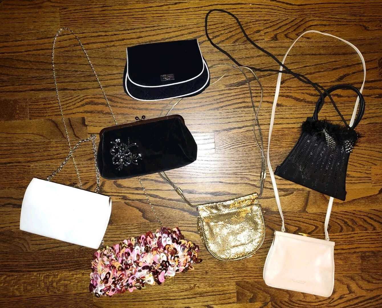 Lot de 7 sacs de soirée vintage Whiting & Davis métallisé maille dorée Dior Hobo Express