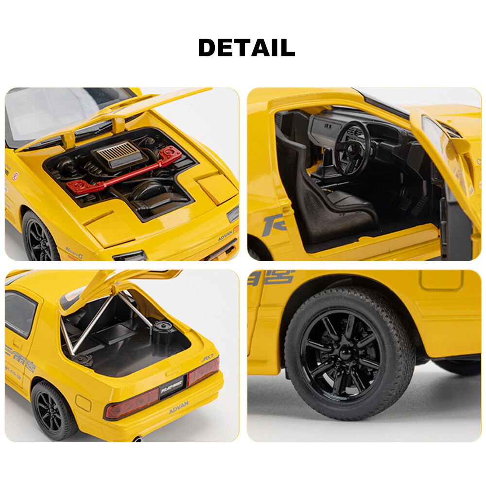 1:24 Diecast Vehicle for Mazda RX-7 Model Car Collectible Sound