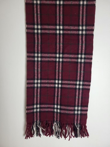 Burberry original/auténtico - bufanda vintage - rojo vino - lana de cordero - Imagen 7 de 7