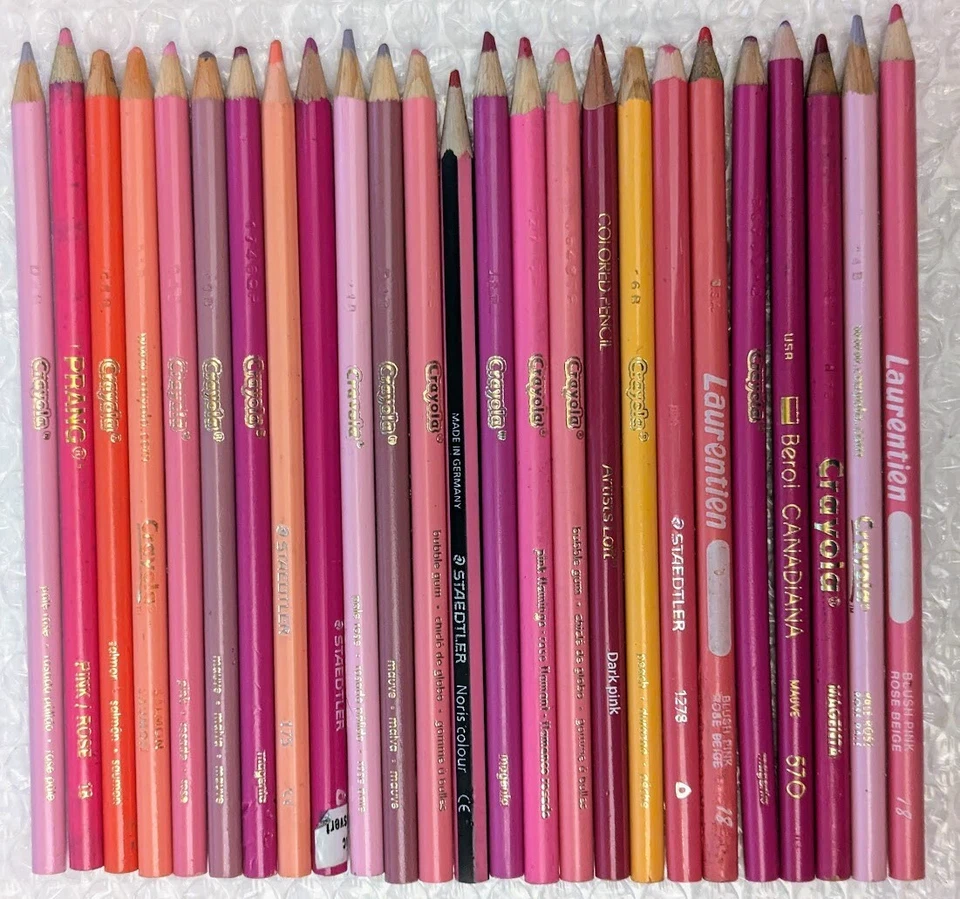 50 Pink Colored Pencil Crayon Set Mixed Brand Adult Colouring Destash Lot School - Image 2 of 3