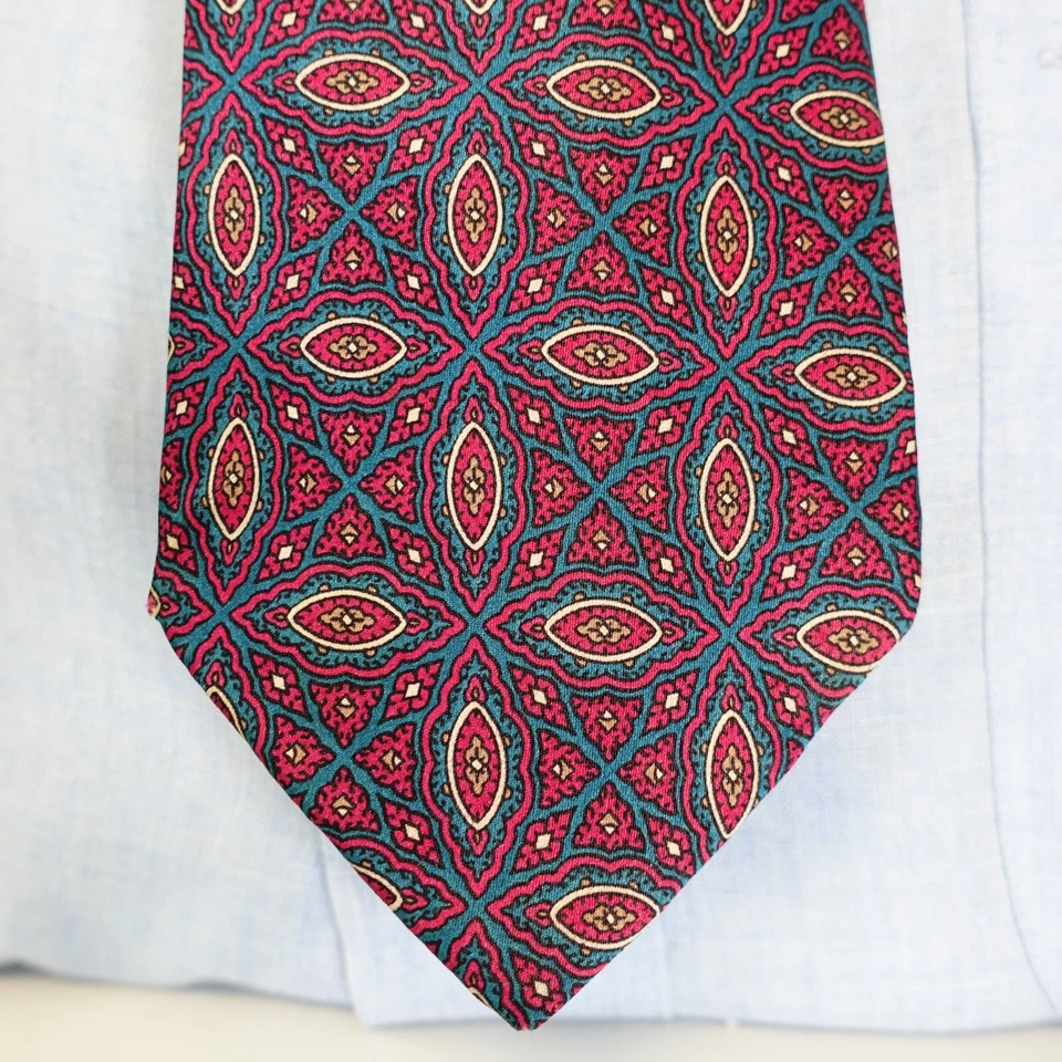 SAVILE ROW Cuello Corbata Hombres Púrpura Paisley Ikat Traje Vestido Preppy Geo Arte Estrecho Foto 2 de 4