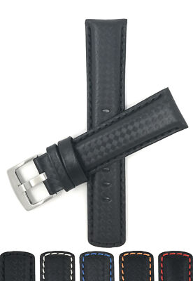 20mm  Leather Carbon Fiber Pattern Watch Band for U-Boat Darkmoon