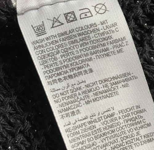 Lindo Jumper Negro Sutil Brillante Mezcla de Algodón Brillante Mangas 3/4 Detalle Tejido Abierto Talla 10 - Imagen 9 de 11