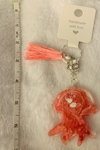 Portachiavi fatti a mano polpo argento rosso unico nel suo genere regalo amici animali - Foto 8 di 9