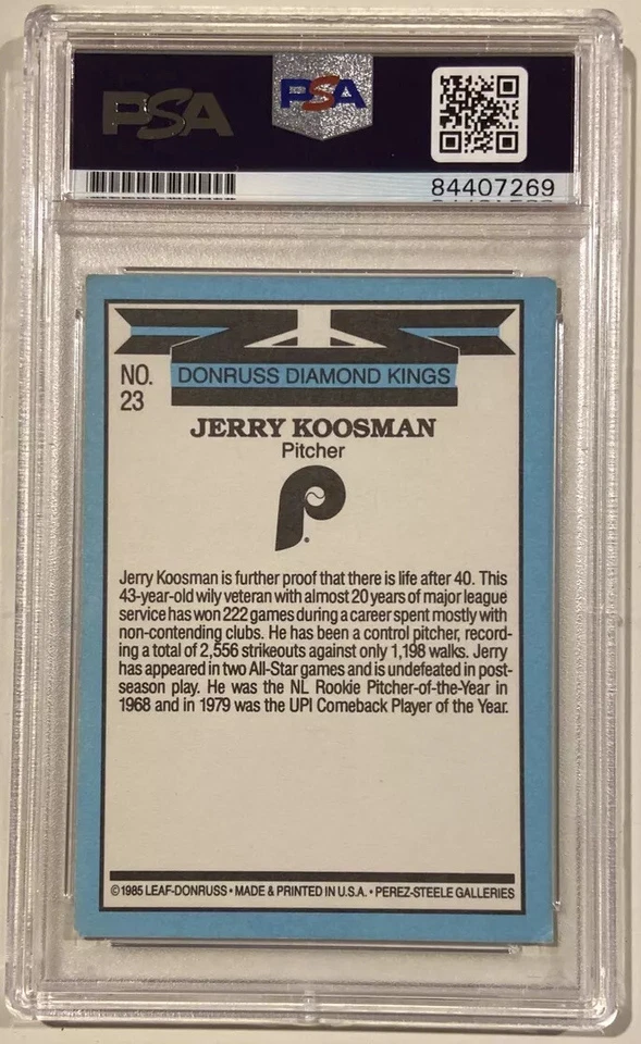 1986 Donruss Jerry Koosman Diamond King Signed Baseball Card PSA/DNA Certified - Image 2 of 3