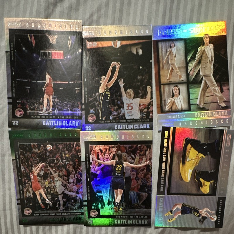 Panini Chronicles 2025 Caitlin Clark  Inserts/Green Holo Parallel 6-Card Lot