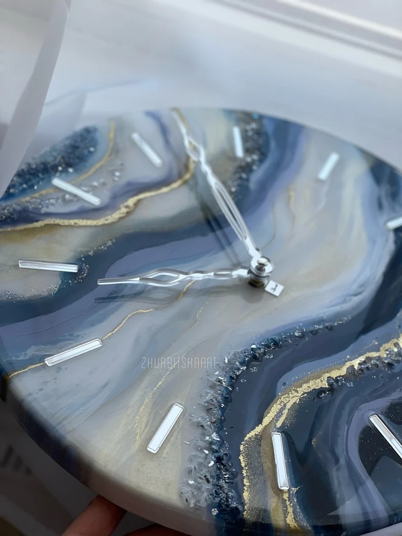 Housewarming gift Resin art clock home decor Modern wall art Handmade ...