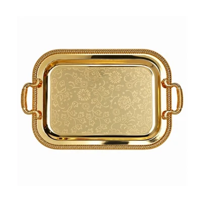 Gold Metall Serviertablett kompakt für Esstisch - Bild 1 von 4