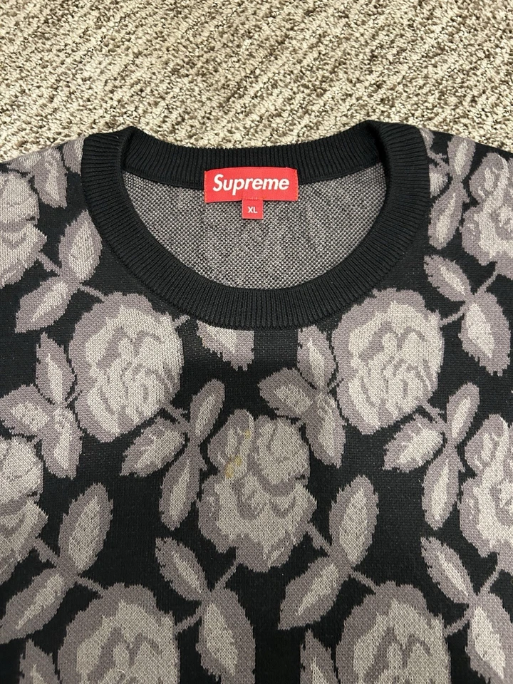 Свитер Supreme Roses черный серый размер XL отличное состояние товара FW2012 Dylan редкий - Изображение 2 из 4