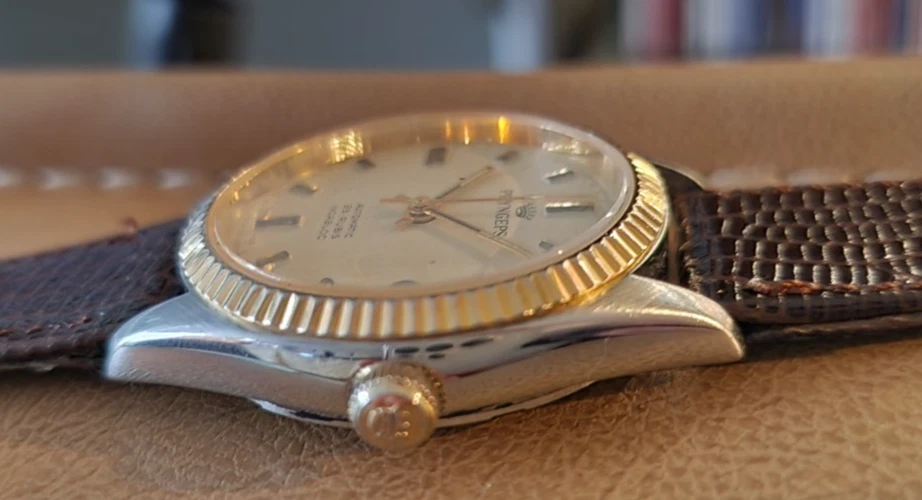 PRYNGEPS OYSTER U-1055 steel gold from 70/80' swiss made autom. l XXX RARE !! - Imagen 4 de 4