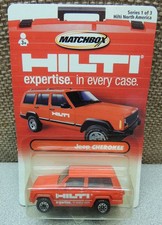 MATCHBOX 1986 JEEP CHEROKEE SPORT HILTI TOOLS PROMOTIONAL 1 of 3 SERIES RED 1:58