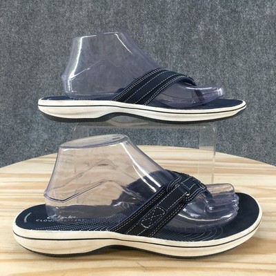 Clarks Sandals Womens 10 M Breeze Sea Flip Flop Blue Toe-Post Comfort 26125506