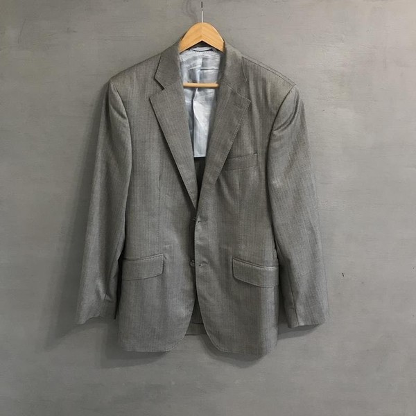 Men Scabal Suit Grey Wool 36 / S / 44