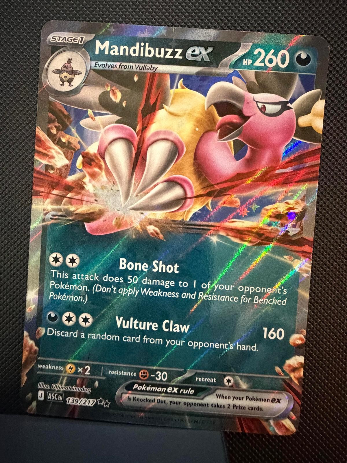 Mandibuzz ex 139/217 Double Rare Ascended Heroes Pokemon Holo Near Mint