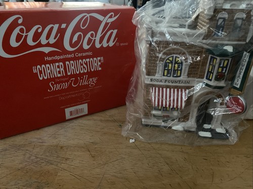 Department 56 Snow Village Coca Cola Corner Drug Store 1995